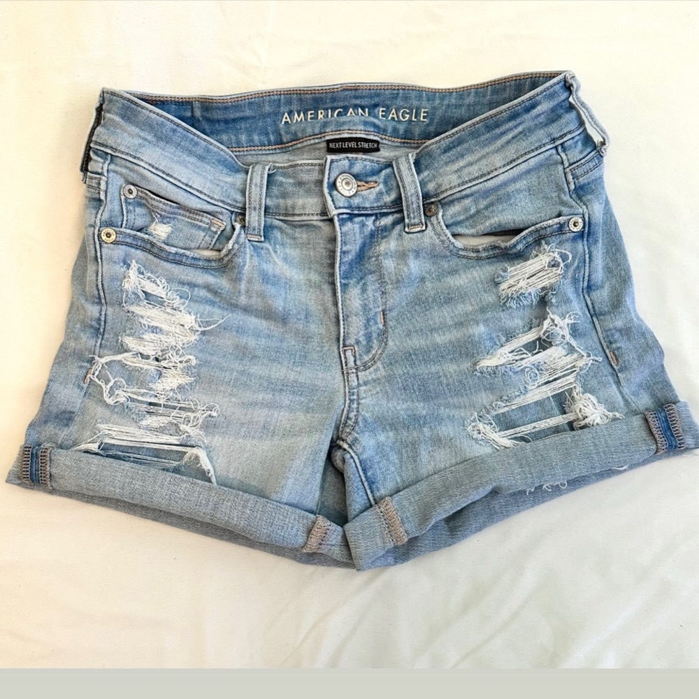 Distressed American Eagle Outfitters Blue Jean Shorts